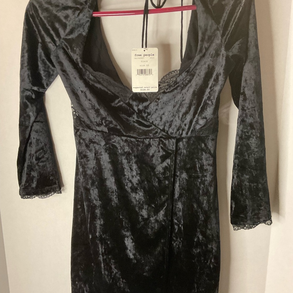 Free People Black Ruched Long Sleeve Bodycon Dress